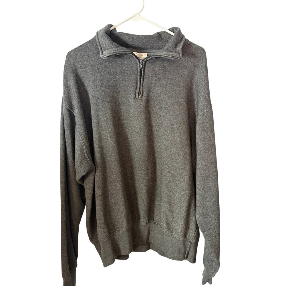 JExist Men's L Heather Gray Quarter Zip Fleece Pullover Sweatshirt Cotton Blend